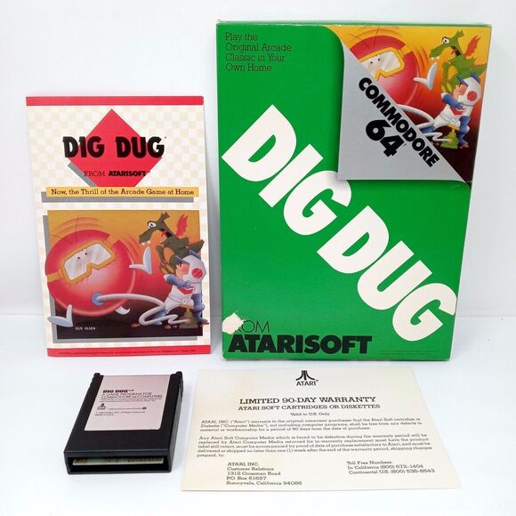 Atarisoft Dig Dug Commodore 64 Game w/ Original Box & Manual **UNTESTED** - Picture 1 of 10
